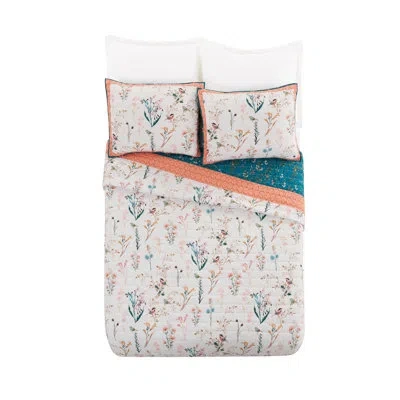 Makers Collective English Garden Reversible 100% Cotton 3 Piece Quilt Set In Pink