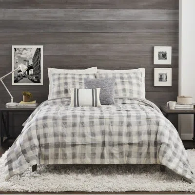 Makers Collective Gray Standard Cotton 5 Piece Comforter Set