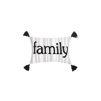 Makers Collective Gray Stripe Family Crewel Pillow In Multi