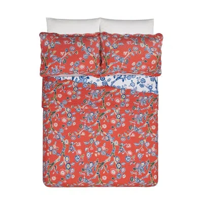 Makers Collective Jaipur Dreams Cotton Quilt Set In Red