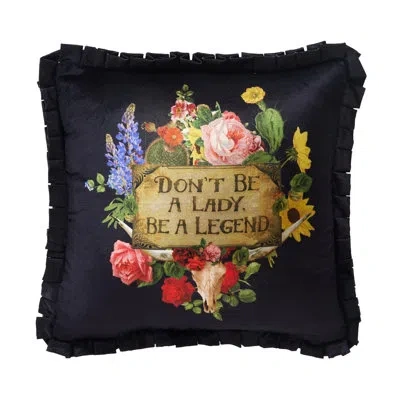 Makers Collective Jg Co. By Amie And Jolie Sikes Be A Legend Printed Pillow In Black