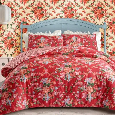 Makers Collective Jg Co. By Amie And Jolie Sikes Garden Society Reversible Comforter Set In Blue;red