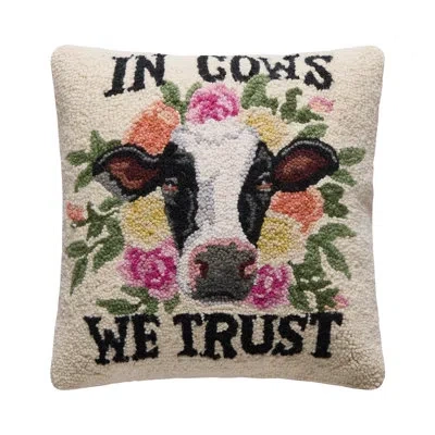 Makers Collective Jg Co. By Amie And Jolie Sikes In Cows We Trust Hook Pillow In Black;cream
