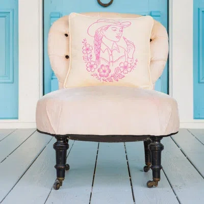 Makers Collective Jg Co. By Amie And Jolie Sikes Lady Embroidered Pillow In Beige;pink