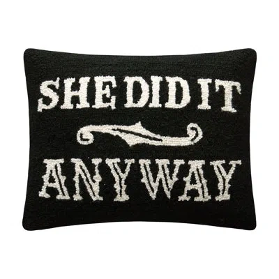 Makers Collective Jg Co. By Amie And Jolie Sikes She Did It Anyway Hook Pillow In Black;cream