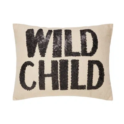 Makers Collective Jg Co. By Amie And Jolie Sikes Wild Child Sequin Embroidered Pillow In Black;cream