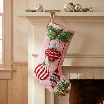 Makers Collective Ornament Wool Hook Holiday Stocking By The Pillow Shoppe In Pink