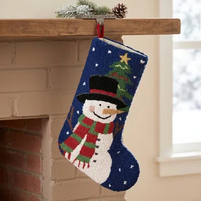 Makers Collective Snowman Wool Hook Holiday Stocking By The Pillow Shoppe In Blue;white