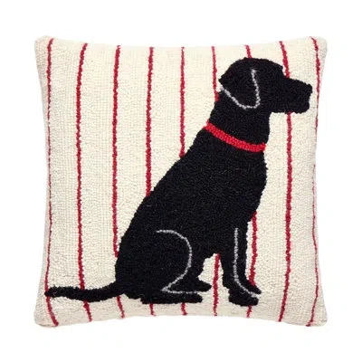 Makers Collective The Pillow Shoppe Labrador Stripe Wool Hook Pillow - 16" Square In Red;black;cream