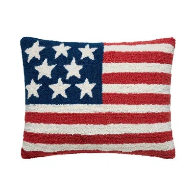 Makers Collective The Pillow Shoppe Usa Flag Patriotic Wool Hook Pillow - 14x18" Oblong In Cream;red;blue