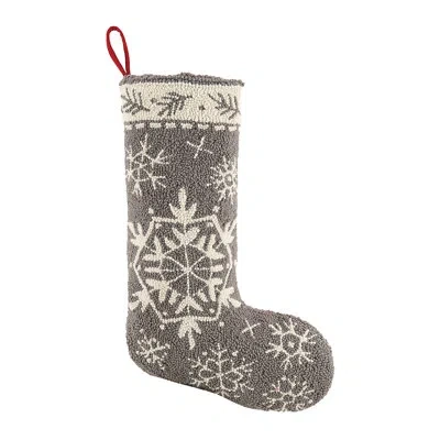 Makers Collective Winter Snow Wool Hook Stocking In Gray