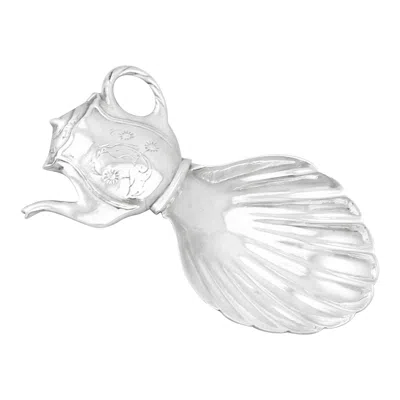 Pre-owned Maker's Mark Fek 1 Vintage Sterling Silver Caddy Spoon By Fek, Teapot Handle, 1949 In Sand