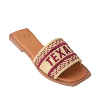 Maker's Women's Bobbie Game Day Texas Sandals In Burgundy In White