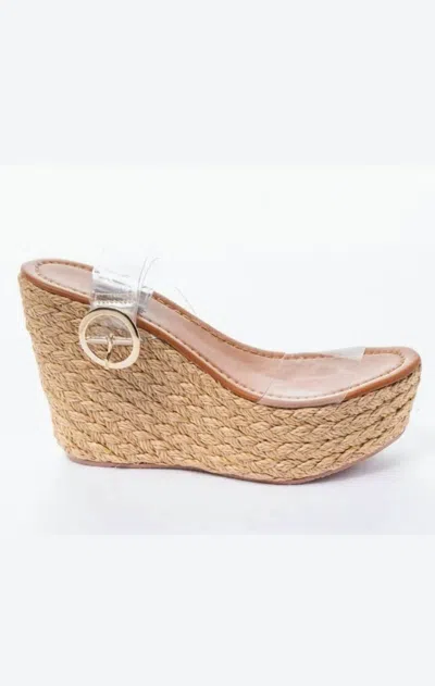 Maker's Women's Clear Strap Espadrille Wedges In Beige In Multi