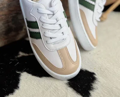 Maker's Women's Double Stripe Sneakers In White/green In Multi