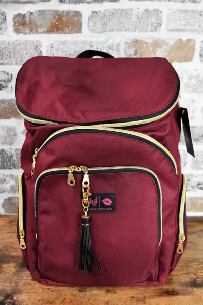 Makeup Junkie Burgundy Backpack In Red