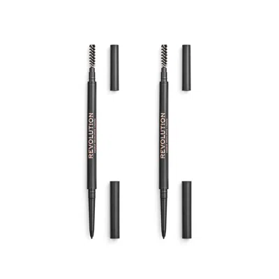 Makeup Revolution Precise Brow Pencil Duo In Black