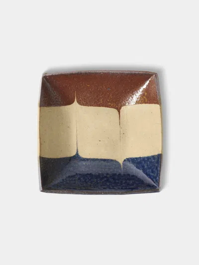 Makidani-gama No. 1 Nerikomi Ceramic Square Plates - 5in/12.5cm (set Of 5)