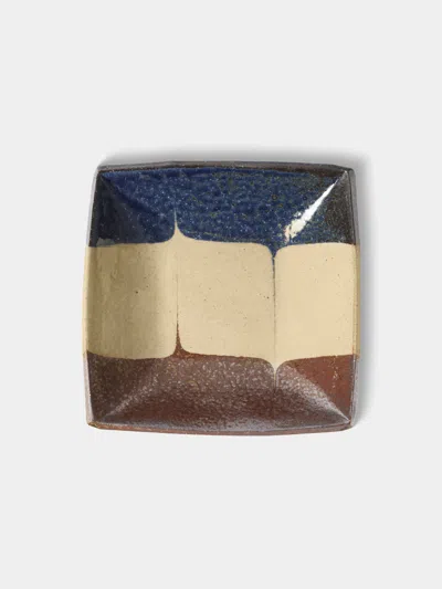 Makidani-gama No. 1 Nerikomi Ceramic Square Plates - 5in/12.5cm (set Of 5)