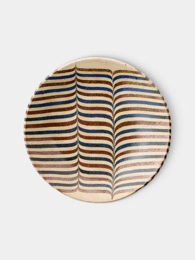 Makidani-gama No. 3 Nerikomi Ceramic Plates - 8in/21cm (set Of 5) In Brown