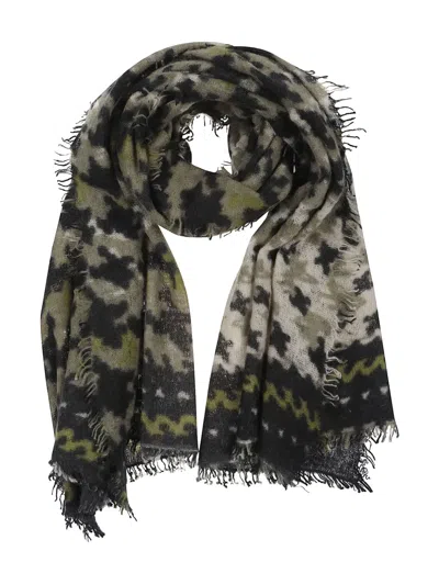 MALA ALISHA CAMOUFLAGE-PRINT FRINGED SCARF