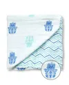 Malabar Baby Unisex 4-layer All Season Snug Blanket - Baby, Little Kid, Big Kid In Hamsa (white  Blue)