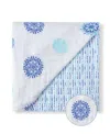 Malabar Baby Unisex 4-layer All Season Snug Blanket - Baby, Little Kid, Big Kid In Mandala (white  Blue)