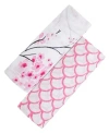 Malabar Baby Unisex Swaddle Gift Set - Baby, Little Kid, Big Kid In Cherry Blossom + Pink Rainbow