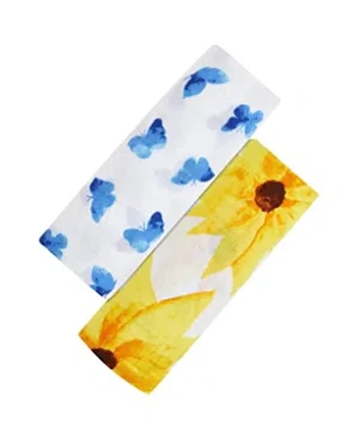 Malabar Baby Unisex Swaddle Gift Set - Baby, Little Kid In Glowing Garden(butterfly+sunflower)