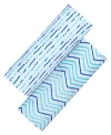 Malabar Baby Unisex Swaddle Gift Set - Baby, Little Kid In Shades Of Blue (chevron + Dotty)