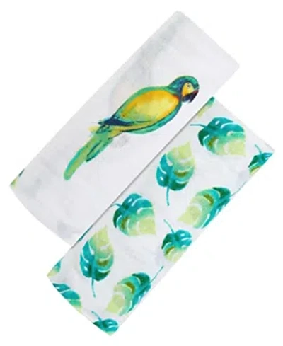 Malabar Baby Unisex Swaddle Gift Set - Baby, Little Kid In Tropical Paradise (parrot + Leaf)