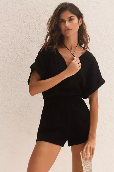 Malai Amalfi V-neck Romper In Black