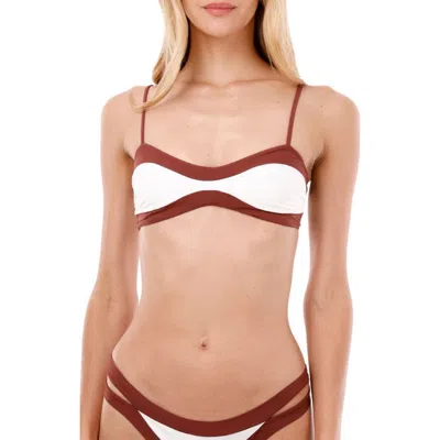 Malai Barn Colorblock Bikini Top In White