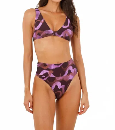 Malai Brush Flame High-waisted Bikini Bottom In Multicolor In Pink