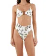 Malai Hella Cool Bikini Bottom In Green Wood In White