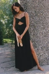Malai Linen Blend Single Cutout Maxi Dress In Black
