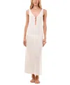 Malai Reef Ring Front Textured Maxi Dress In Neutral