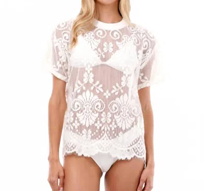 Malai Summertime Oversize T-shirt In Ivory Encaje In White