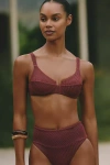 Malai Textured Wave Bikini Top In Burgundy