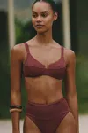 Malai Textured Wave Bikini Top In Brown