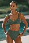 Malai Textured Wave Bikini Top In Green