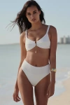 Malai Textured Wave High-waisted Bikini Bottoms In White