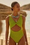 Malai Textured Wave Twist One-piece Swimsuit In Green