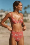 Malai Tropical Wine Moon Bay High-rise Bikini Bottoms In Red