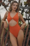 Malai Twix Cutout One-piece Swimsuit In Orange
