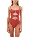 Malai Wavelet Gold Shell Hardware One Piece In Red