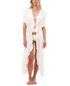 Malai White Bloom Front-tie Ruffle Kimono In White