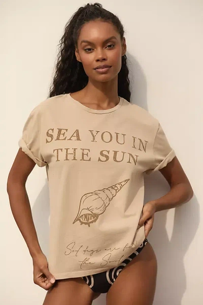 Malai X Anthropologie See You In The Sun Tee In Beige