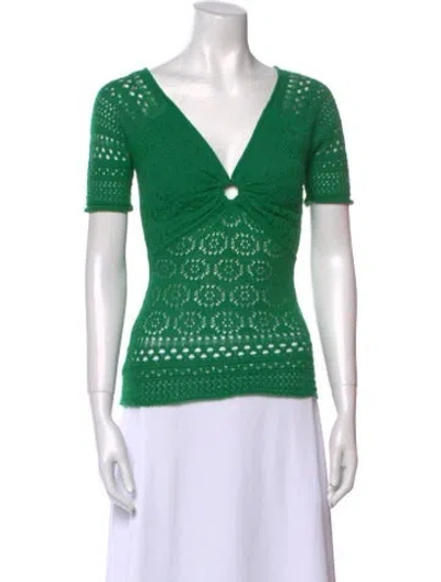 Pre-owned Malandrino Baby Alpaca V-neck Sweater In Green