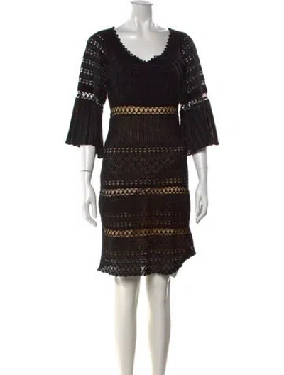 Pre-owned Malandrino Lace Pattern Mini Dress In Black
